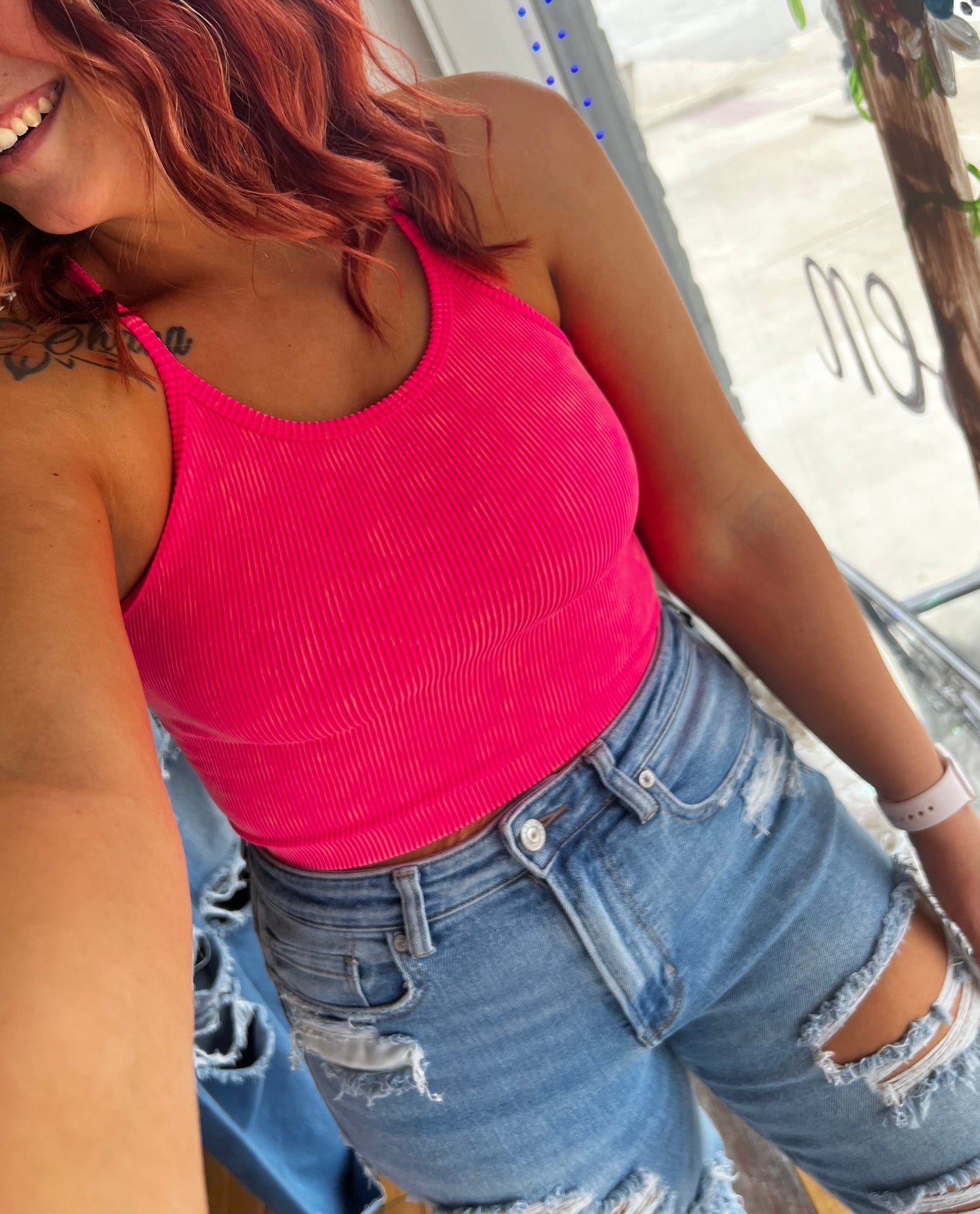 Neon pink, Chelsea crop tank