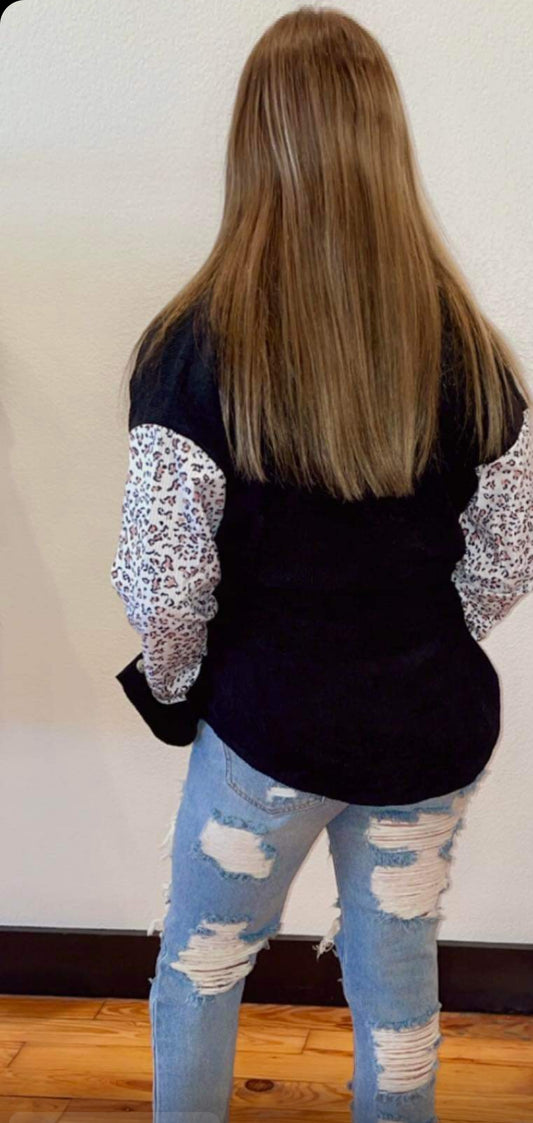 Black and cheetah shacket